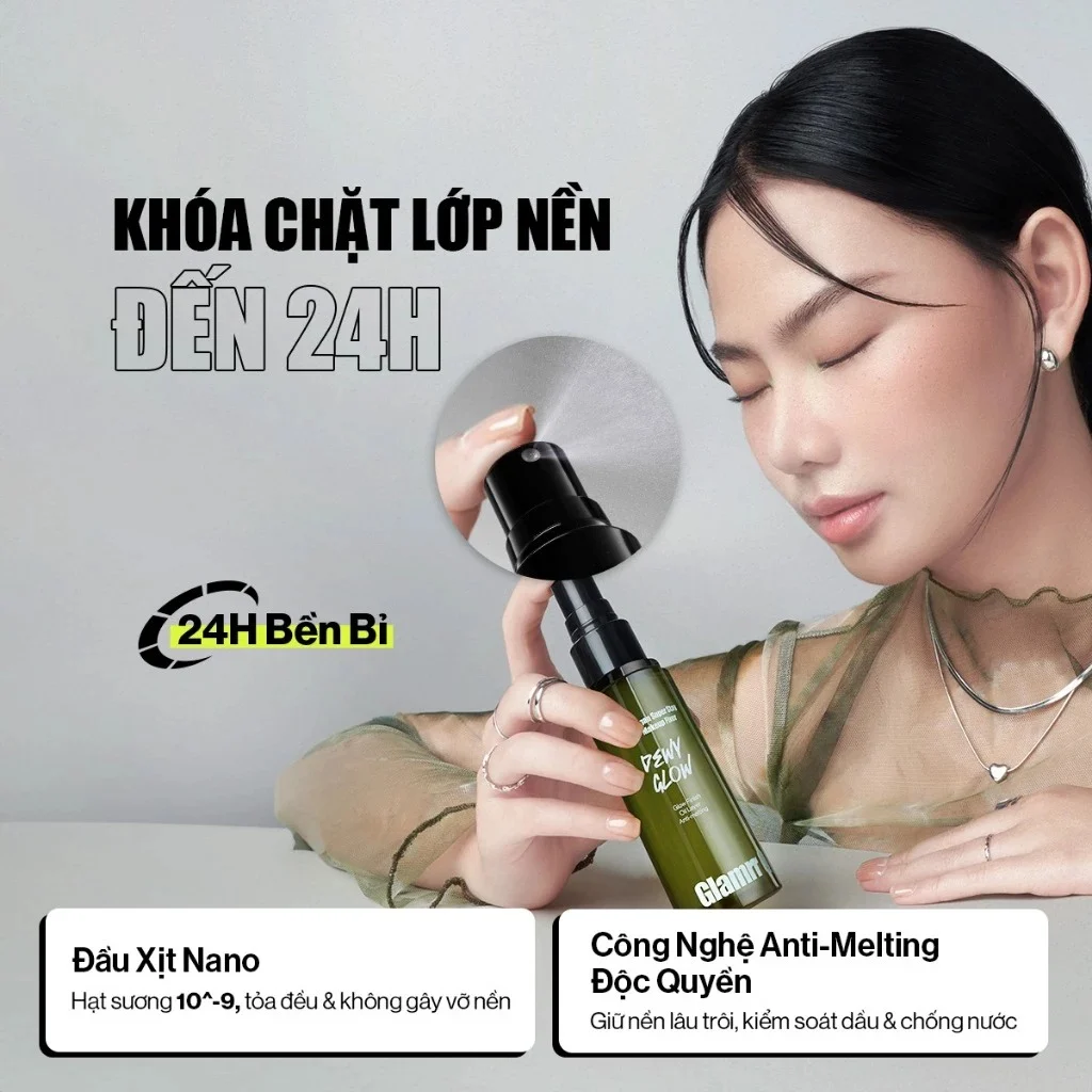 Xịt Khóa Nền Cố Định Glamrr Q Vegan Super Stay Makeup Fixer