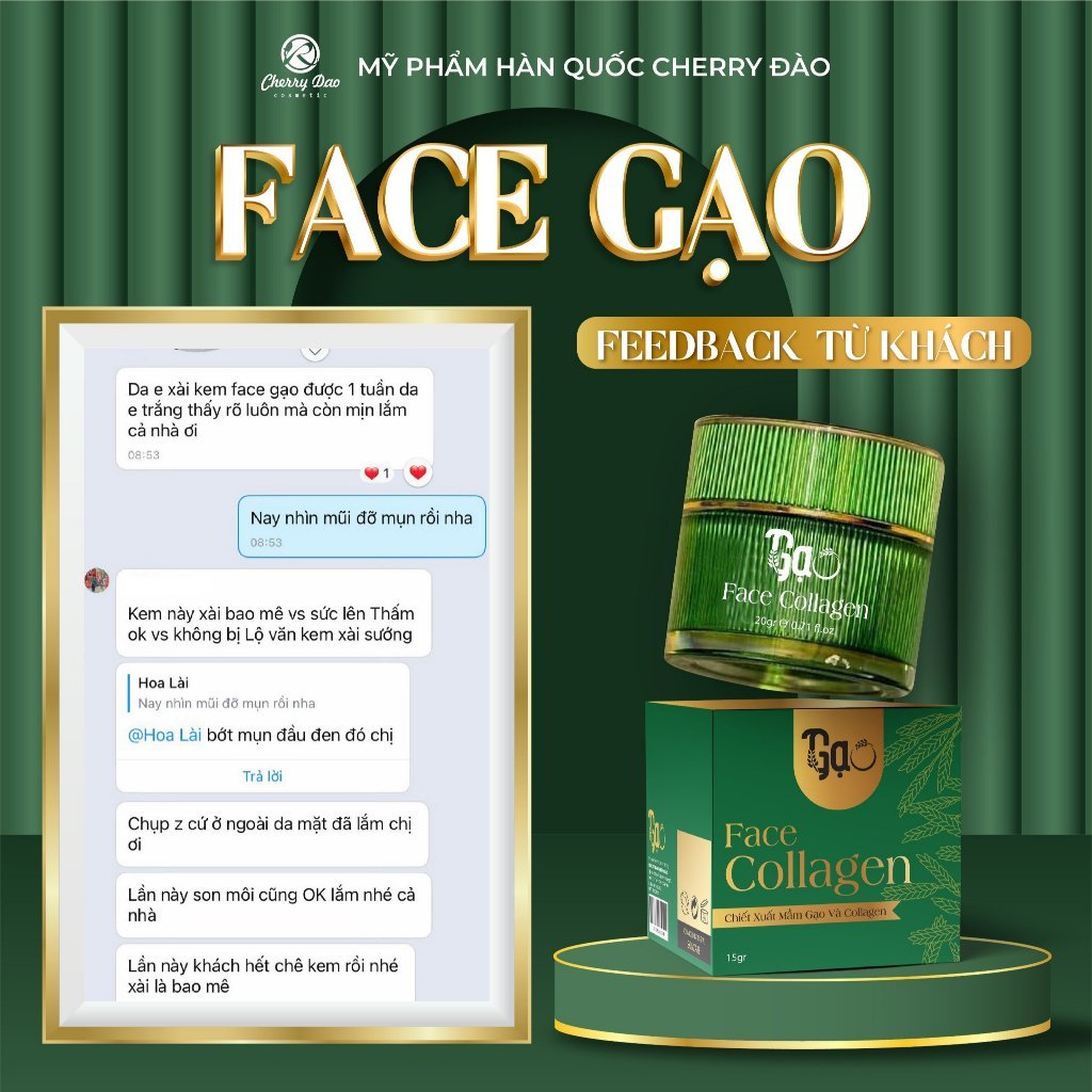 Kem face gạo colagen trắng da-dưỡng ẩm an toàn-hiệu quả CRD COSMETIC CHERY ĐÀO