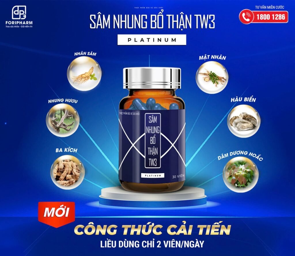 SÂM NHUNG BỔ THẬN TW3 PLATINUM Mới – Công thức cải tiến vượt trội 