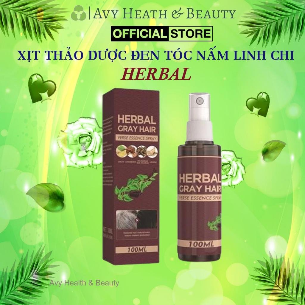 Xịt Đen Tóc Linh Chi Đỏ HERBAL - Tinh Chất Thảo Dược Linh Chi Đen Tóc Herbal, Herbal Gray Hair, Serum Phủ Bạc Làm Đen