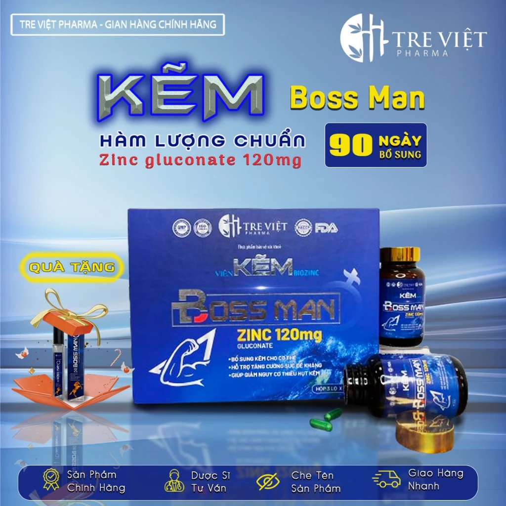 Kẽm BOSS MAN bổ sung khoáng kẽm cho cơ thể, hỗ trợ tăng cường sức khỏe