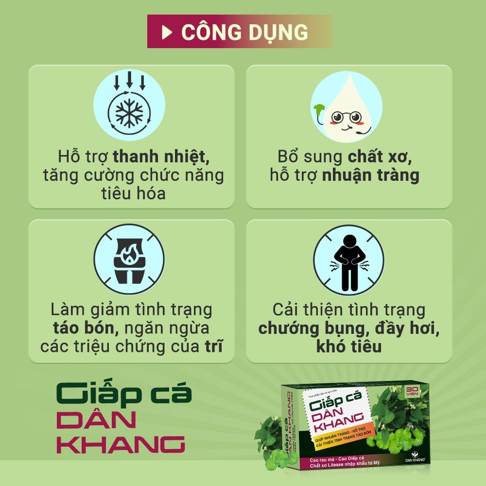 Viên Giấp Cá thảo dược cao diếp cá giảm táo bón, tiêu trĩ, nhuận tràng 