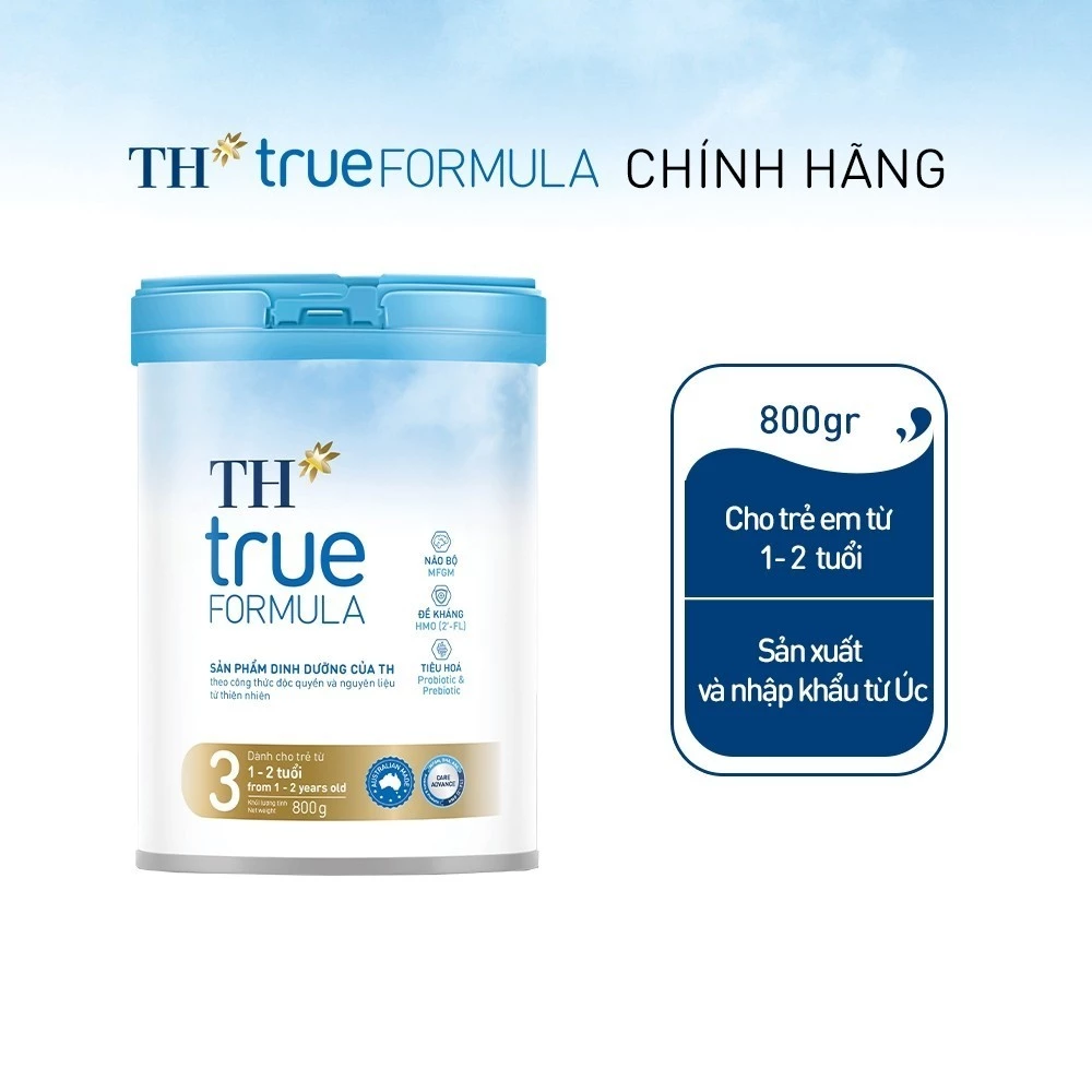 Hộp sản phẩm dinh dưỡng công thức cho trẻ từ 1 đến 2 tuổi TH true FORMULA 3 800 g