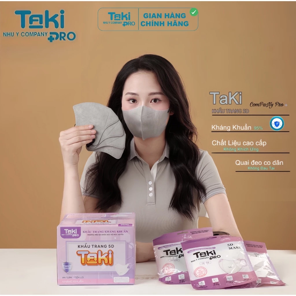 Khẩu trang 5d Taki 3 lớp kháng khuẩn Chống Tia UV