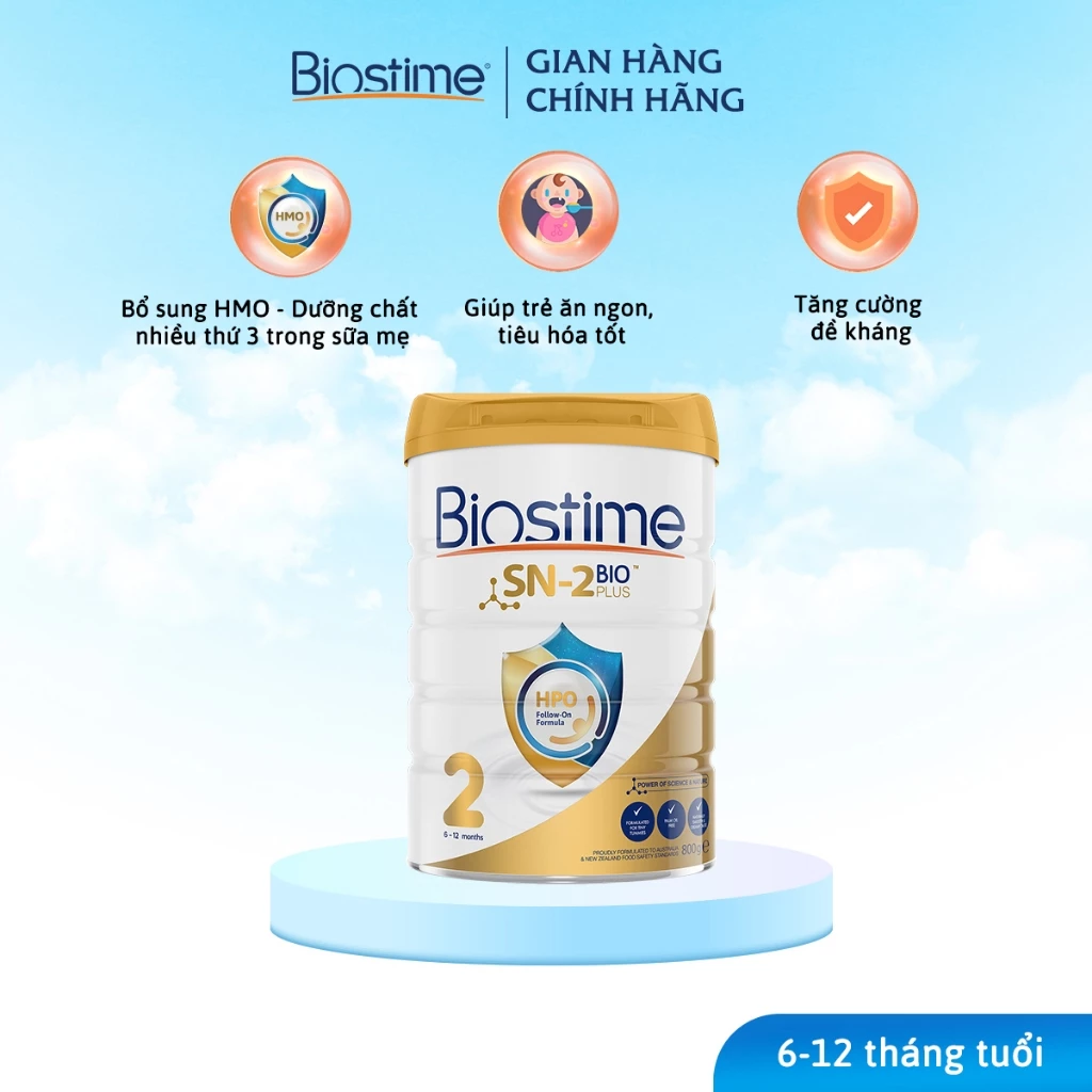 Sữa Bò Biostime SN2 Bio Plus HPO số 2, cải thiện tiêu hóa tăng cường hấp thu cho bé