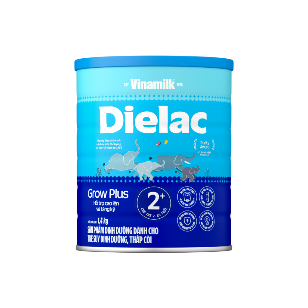 Sữa bột Dielac Grow Plus 1+ (sữa non) 1 – 2 tuổi dành cho trẻ suy dinh dưỡng, thấp còi