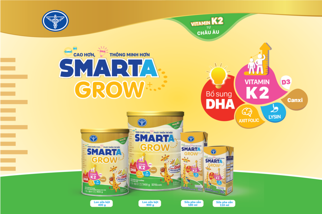 Sữa bột Nutricare Smarta Grow 850gr phát triển chiều cao cho bé