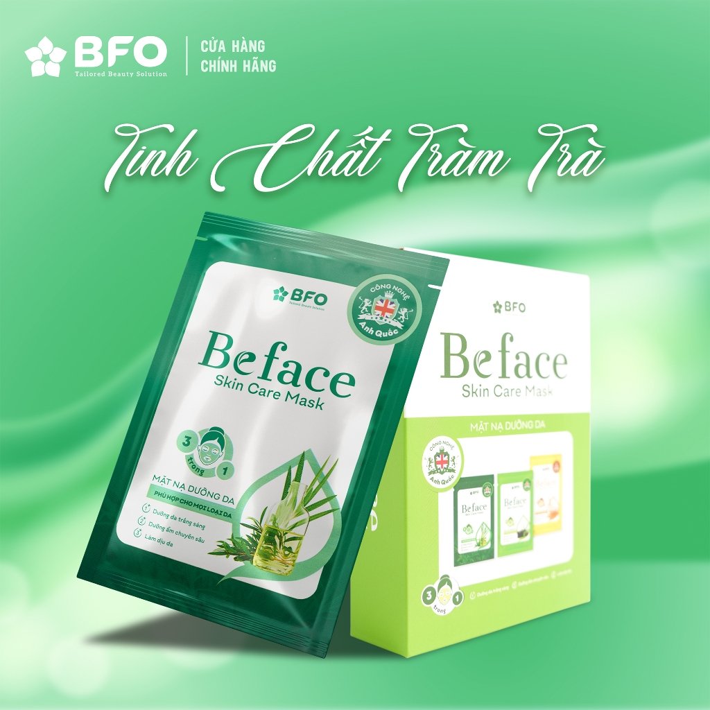 Mặt Nạ Dưỡng Ẩm Tinh Chất Trà Xanh Tràm Trà Cám Gạo BFO Beface