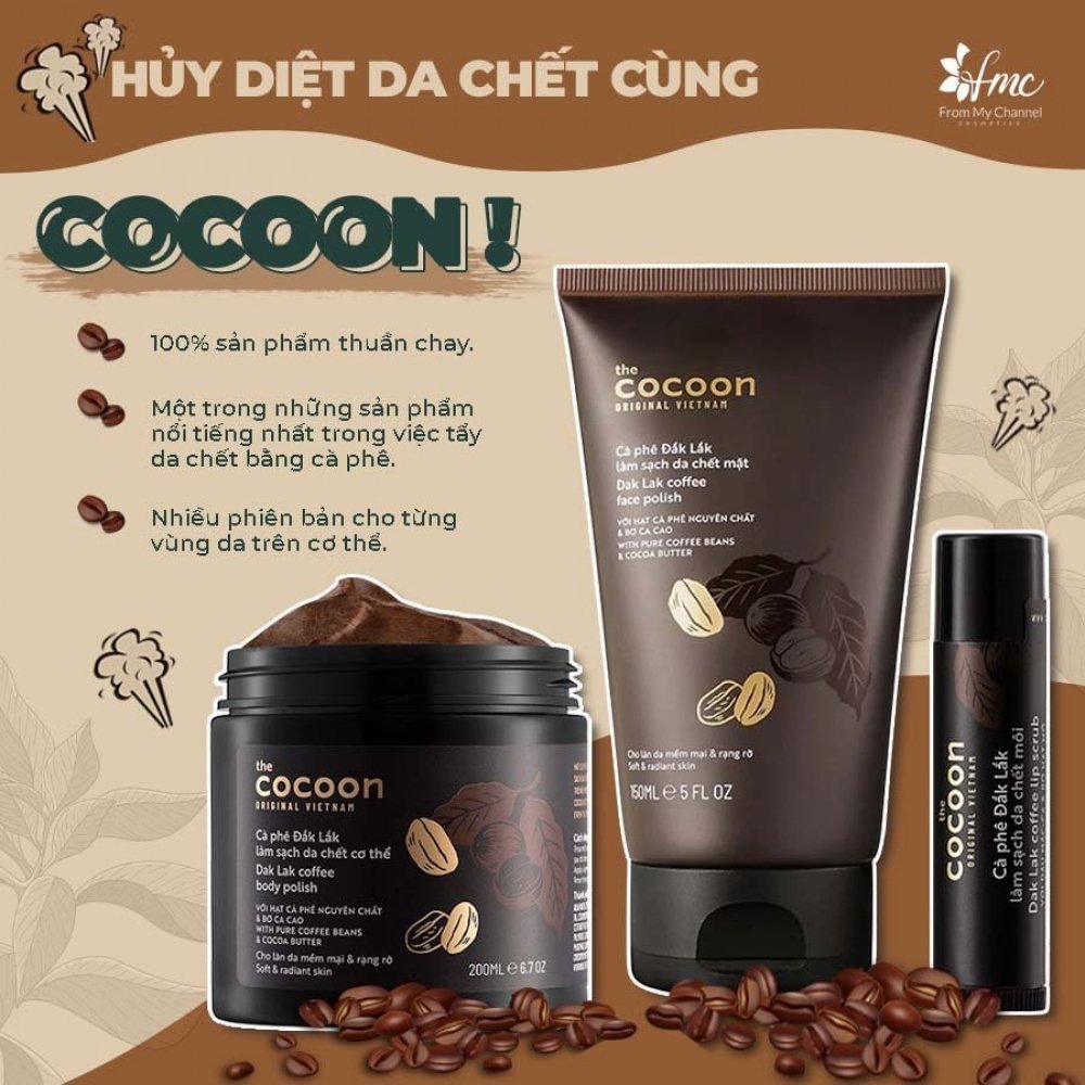 Túi cà phê làm sạch da chết cơ thể Cocoo