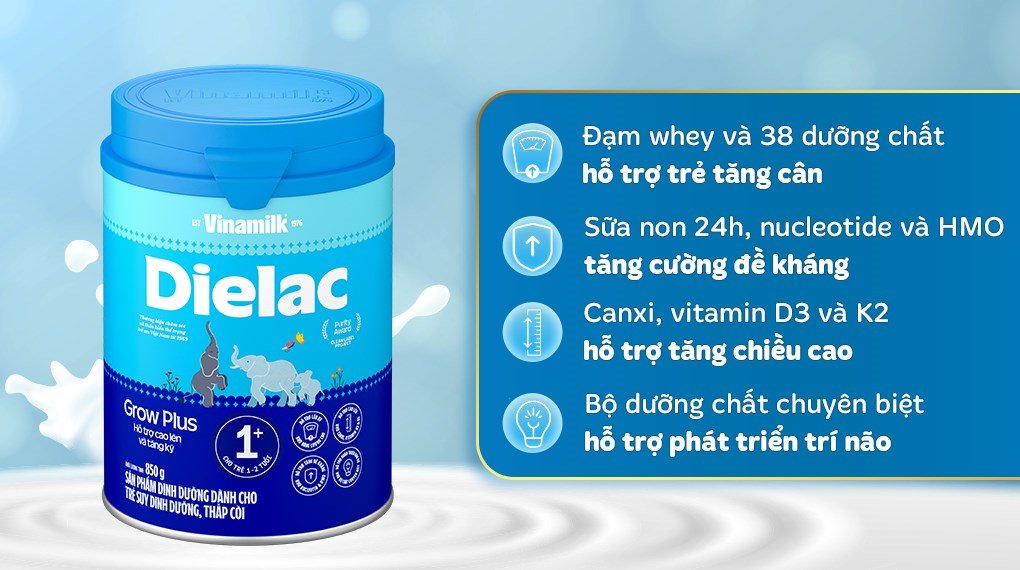 Sữa non pha sẵn Dielac Grow Plus từ 1 tuổi