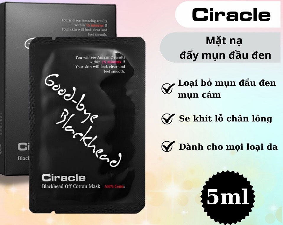 Mặt Nạ Mũi Đẩy Mụn Đầu Đen Sợi Bã Nhờn Ciracle Good bye Blackhead Cotton Mask