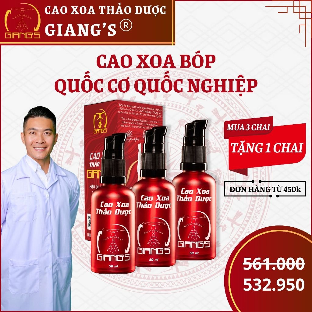 dầu xoa bóp Quốc Cơ Quốc Nghiệp chai 50ml - Cao xoa bóp massage cổ vai gáy