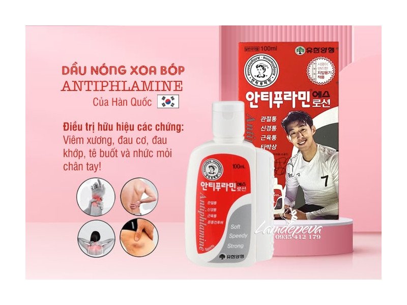 Dầu nóng xoa bóp hàn quốc chính hãng xoa bóp massage màu đỏ antiphlamine 100ml