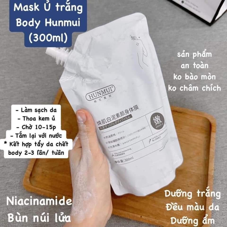 Kem Ủ Tắm Trắng HUNMUI Niacinamide Body 300ml, Bật Tone Ngay