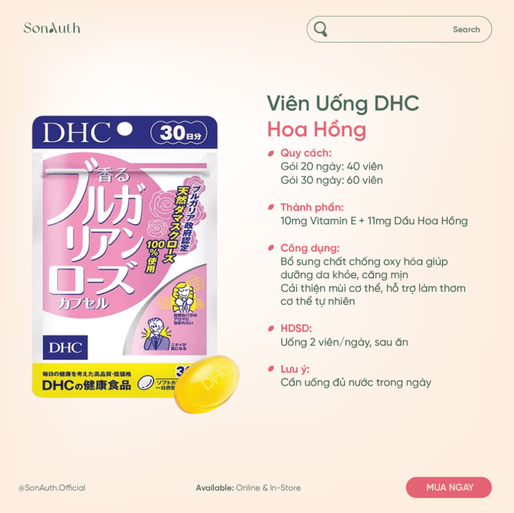 Viên Uống Hoa Hồng DHC Bulgarian Rose Capsule Nhật Bản