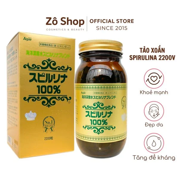 Tảo XoắnTem Đỏ Nhật Bản, Viên Tảo Xoắn Spirulina Hộp 2200 Viên Giúp Bổ Sung Vitamin