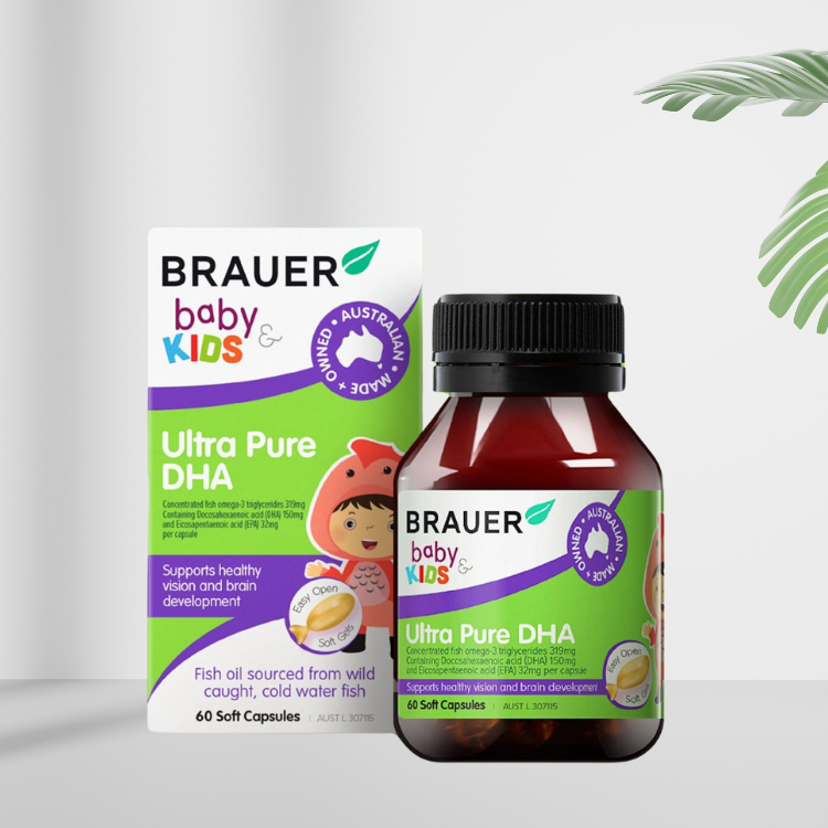 Brauer Ultra Pure DHA hỗ trợ trí não, bổ mắt cho bé chai 60 viên