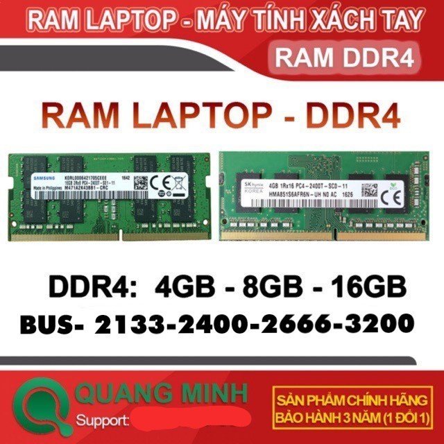 Ram Laptop DDR4 4GB 8GB 16GB Bus 2133/2400/2666