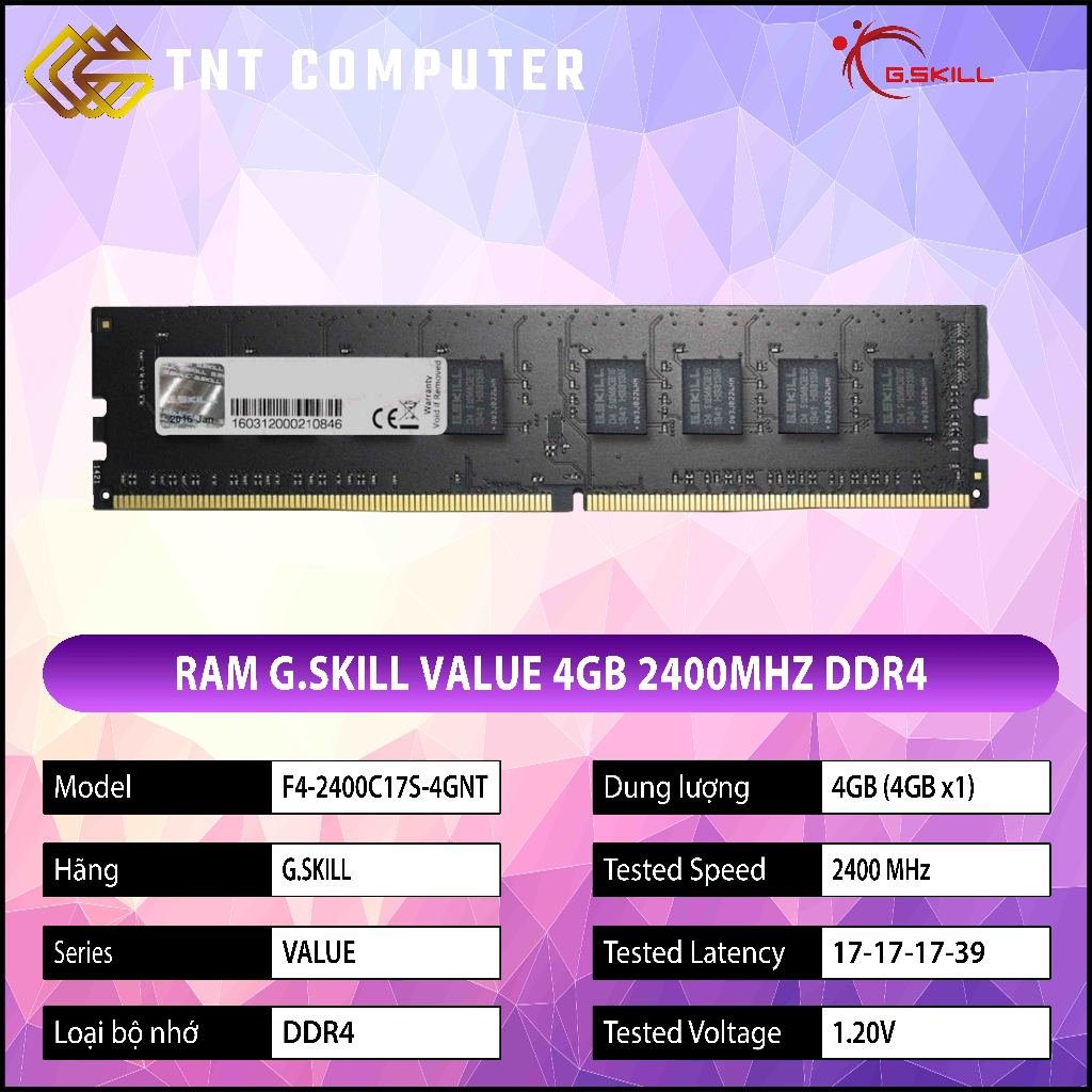 Ram máy tính DDR4 4GB 2400mhz G.skill, Adata, Samsung, Sk.hynix, Crucial 2nd

