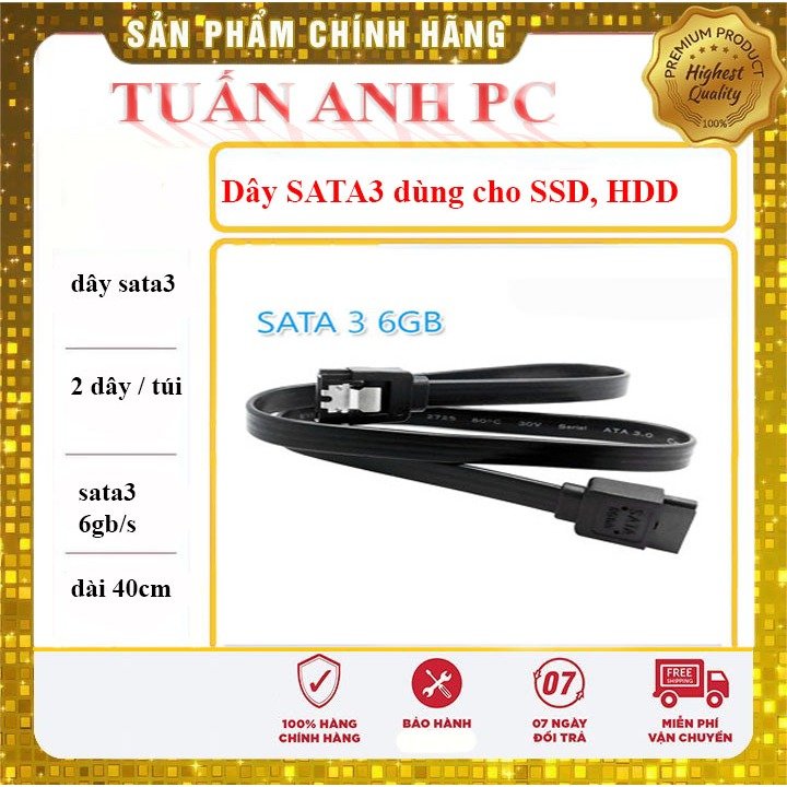 [chính hãng] Dây SATA3 dùng cho SSD, HDD tốc độ 6Gbs hàng xịn bóc main bh 36 tháng lỗi 1 đổi 1


