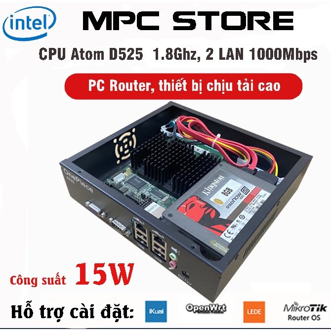 Router pfsense 2 cổng LAN 1G, D525 1.80Ghz