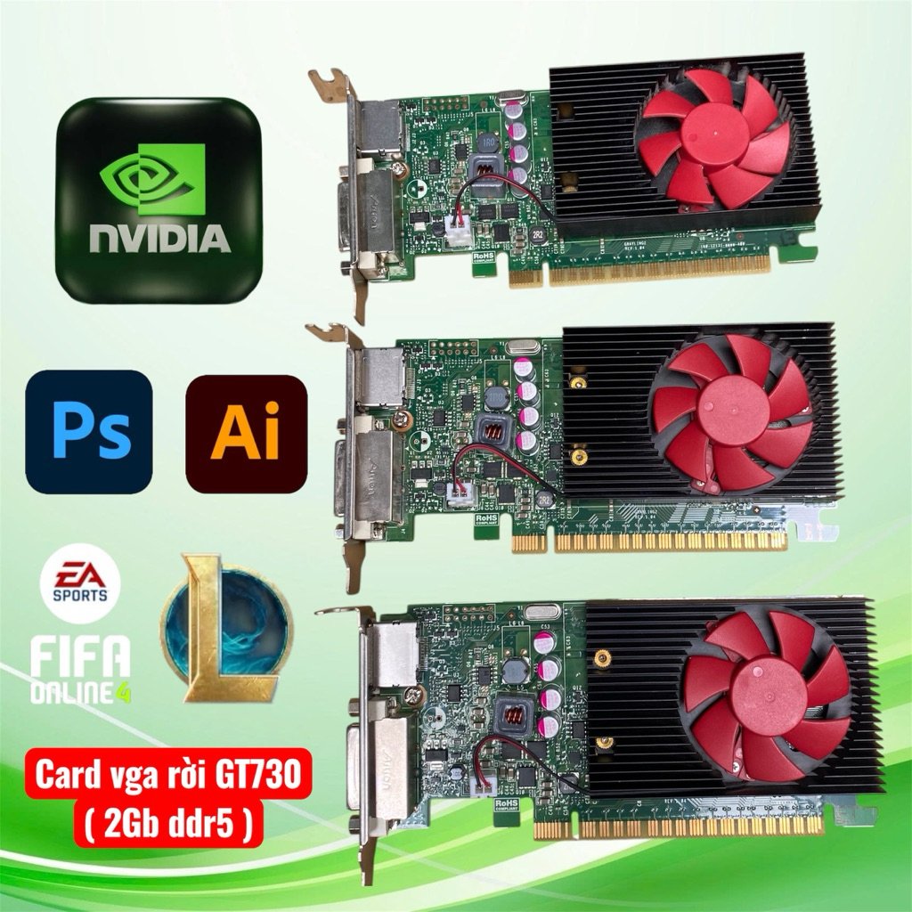 card vga rời máy bộ GT730 2G/ ddr5 Hàng máy bộ chính hãng ,tặng đầu chuyển Ra hdmi