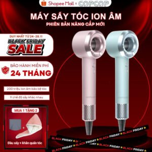 Máy sấy tóc ion âm COPCOP có 9 chế độ sấy và 200 triệu ion âm bảo vệ tóc 2 chiều nóng lạnh BH 12TH