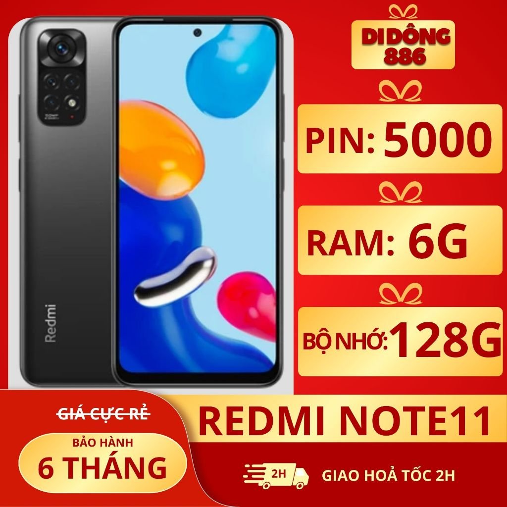 Điện thoại REDMI NOTE 11 (6G/128gb) điện thoại giá rẻ , điện thoại giá rẻ bảo hành 6 tháng!