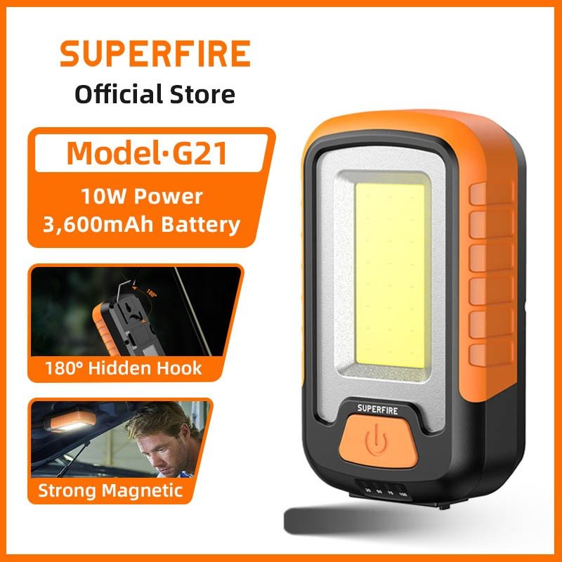 SUPERFIRE G21 10W USB Có Nam Châm Đèn Sửa Chữa Ô Tô Sạc COB Đèn Làm Việc Di Động Đèn Pin LED Cắm Trại