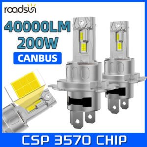 Roadsun 2 Chiếc H4 H7 H11 9005 9006 Bóng Đèn Pha Ô Tô Led 200W 40000LM 1 Ống Đồng Tất Cả Trong Một Được Thiết Kế Với Quạt Cắm Và Chạy 800% Chip CSP Siêu Sáng Canbus Chống Thấm Nước