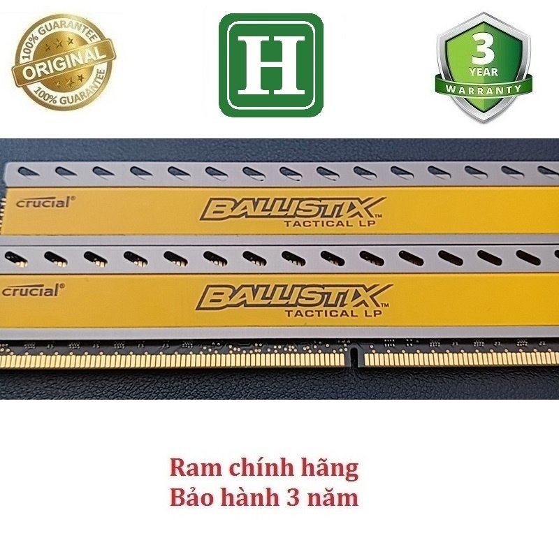 Ram tản nhiệt 8Gb DDR3 bus 1333 overclock tới 1866 (Kit 2x4gb) ram bộ hiệu Crucial Ballistix, tháo máy, bảo hành 3 năm