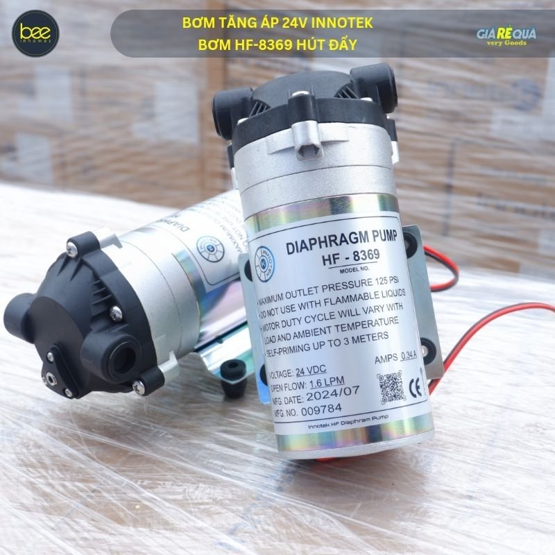 Bơm tăng áp 24V, Model HF-8369, hút đẩy, Taiwan Technology, cho tất cả máy lọc nước RO