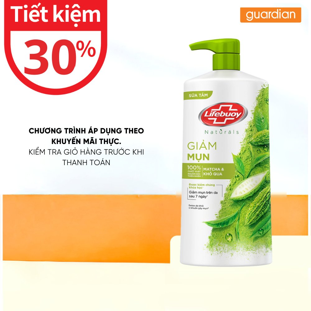 Sữa Tắm Detox Matcha & Khổ Qua Hỗ Trợ Giảm Mụn Cơ Thể Và Sạch Sâu Chai Lifebuoy Guardian 800Gr