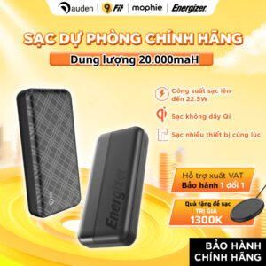 Sạc dự phòng Energizer/9Fit/Mophie 20000mAh sạc nhanh, công suất 15w - 22.5W - Hàng chính hãng