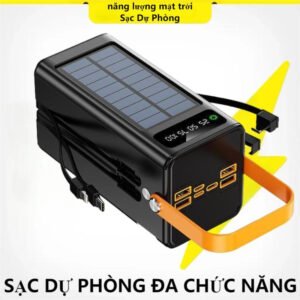 Sạc Dự Phòng 150000mAH 80000MAH năng lượng mặt trời Lớn Tích Hợp 2 Dây Sạc 120W ,Kèm Đèn Led ,Tương Thích Mọi Dòng Máy