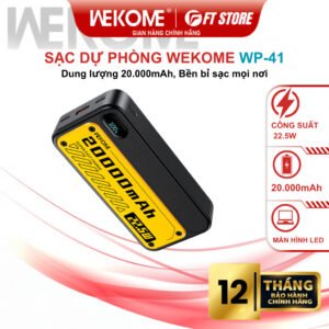 Sạc dự phòng WP-41 20000mAh sạc nhanh 20W màu sắc trẻ trung hỗ trợ iP và android