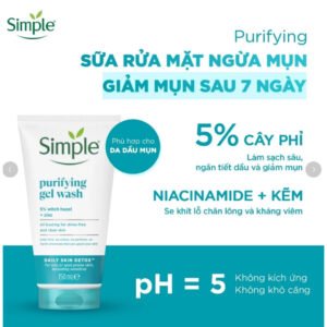 Sữa Rửa Mặt Kiềm Dầu Hỗ Trợ Giảm Mụn Simple Purifying Gel Wash 150ml