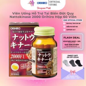 Viên Uống Hỗ Trợ Tai Biến Đột Quỵ Nattokinase 2000 Orihiro Hộp 60 Viên
