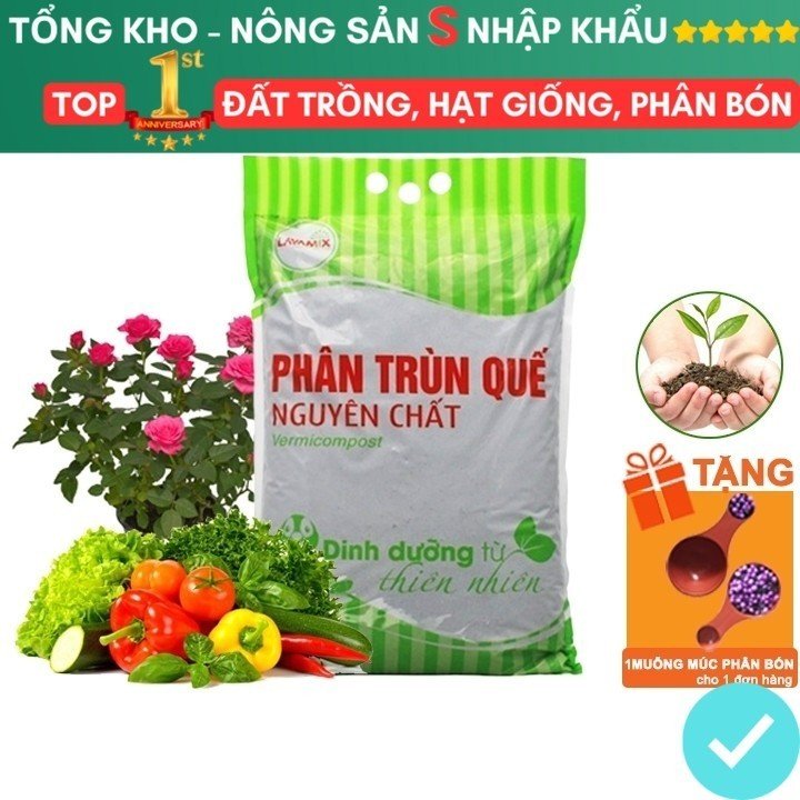 Phân Trùn Quế Lavamix, Bao 2kg, Nguyên Chất, Bổ Sung Dinh Dưỡng, Cải Tạo Đất, Hữu Cơ Tiện Lợi, Bón Rau, Hoa chính hãng SKU 25873337310