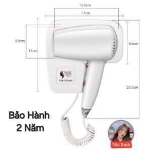 Máy Sấy Tóc Treo Tường 1300w , Máy Sấy 3 Chế Độ Gió ( gió nóng, gió ấm, Gió Mát ), Bảo Hành 24 Tháng