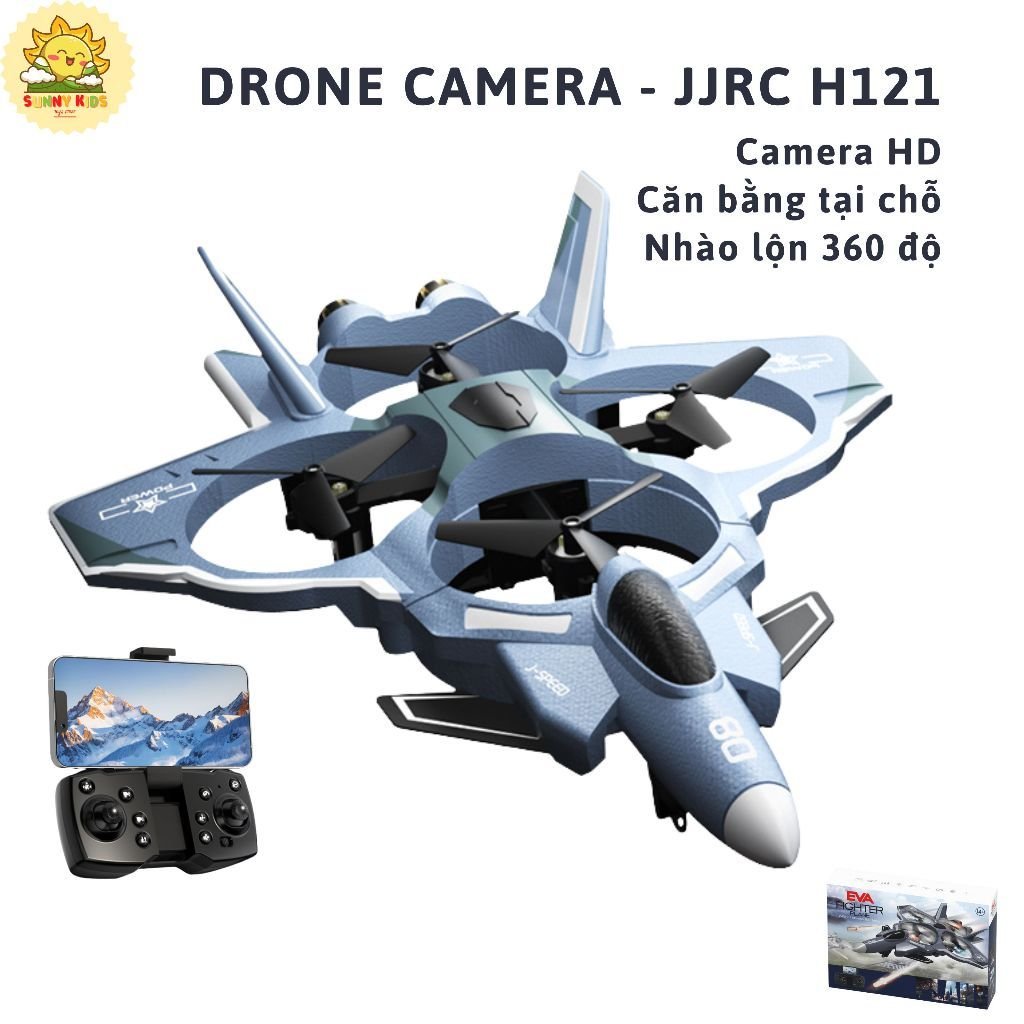 Máy bay Điều khiển từ xa Drone JJRC H121, Camera HD kết nối điện thoại, Đồ chơi Máy bay xốp dễ điều khiển - Sunny Kids SUNNY KIDS chính hãng SKU 27615090996