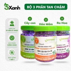 Bộ 3 hũ phân tan chậm thông minh Sxanh, rynan 200 210 220, dùng cho lan và hoa kiểng mọi giai đoạn chính hãng SKU 27139740519