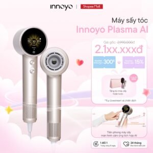 áy sấy tóc ion kép Innoyo Plasma AI - Màn hình cảm ứng, tích hợp AI, 7 chế độ sấy
