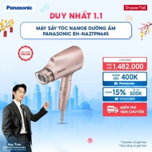 Máy sấy tóc Nanoe dưỡng ẩm, chăm sóc tóc và da đầu Panasonic EH-NA27PN645