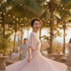 Đầm Xoè Dập Ly Hồng Pastel thời trang thiết kế Hity DRE194