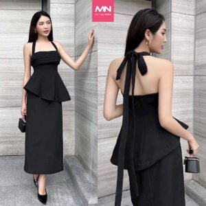 Set Đầm dự tiệc (Áo + chân váy) MINA thiết kế hở lưng dáng bút chì chất liệu Cotton - MN256