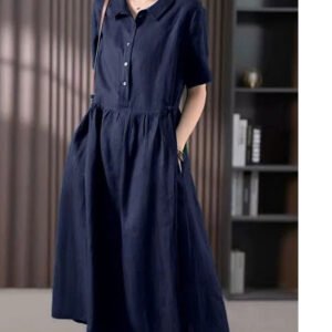 Đầm suông Linen thiết kế 2 túi sườn sang chảnh form rộng nhiều màu da215