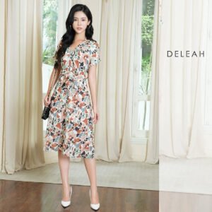 Đầm suông nữ tay lơ vê De Leah