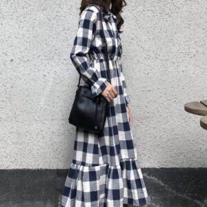 Đầm Ca Rô Nơ Cổ Thanh Lịch DN063 MayHomes