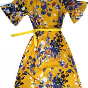 Váy đầm xòe, váy đầm hoa xanh (Free Size)